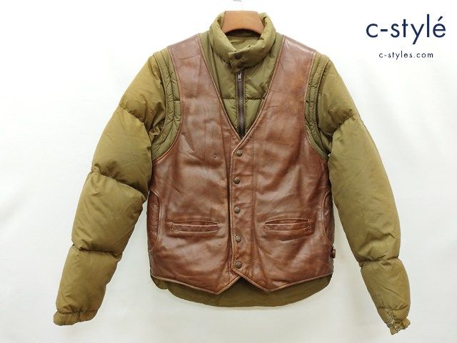 Schott レザーダウンジャケット 38 P159 [秋冬][人気] Schott ショット レザーダウンジャケット 38 カーキ