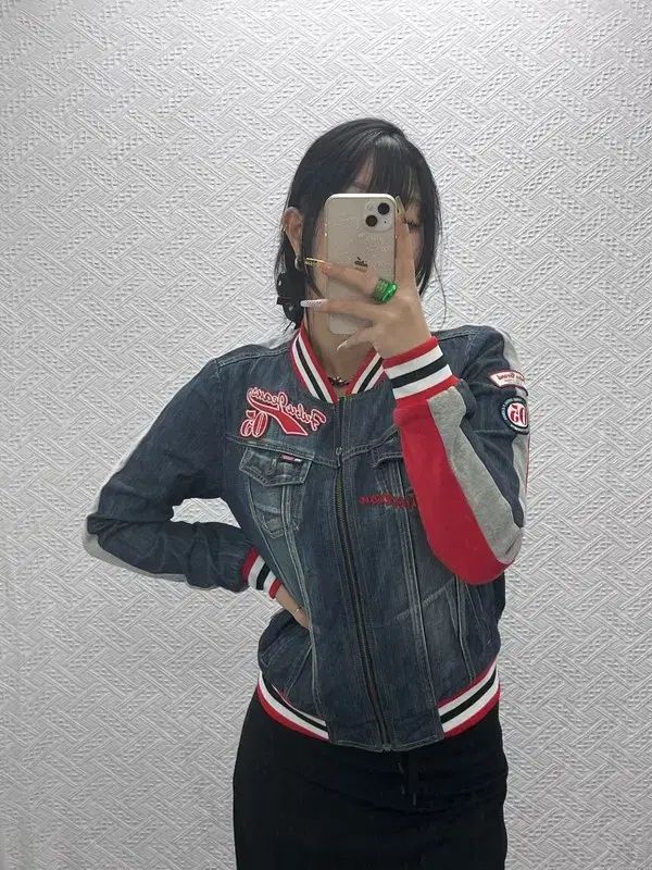 FUBU オールドスクール Y 2 K デニム パッチ バイカースタジャン M C 08128