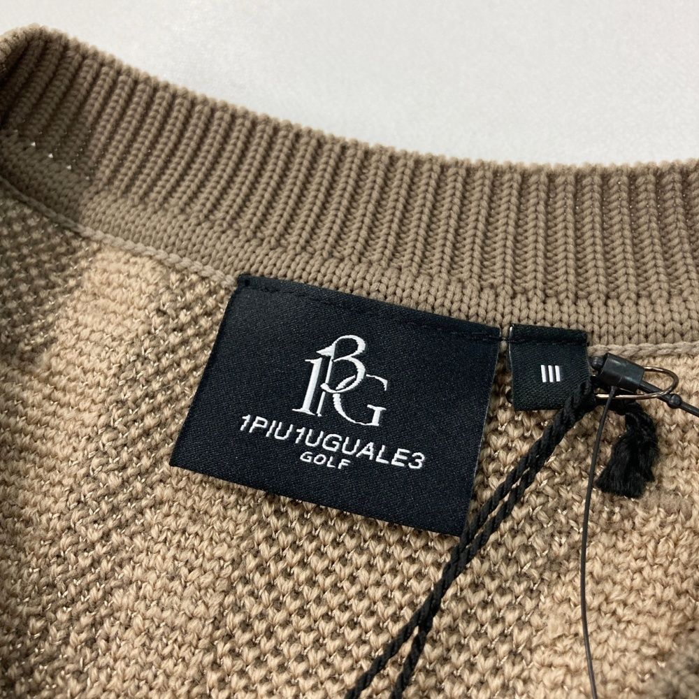 サイズS【未使用品】1PIU1UGUALE3 GOLF ロゴニットベスト Y サイズ：3 1PIU1UGUALE3 GOLF GRK056 ニットベスト カーキ系