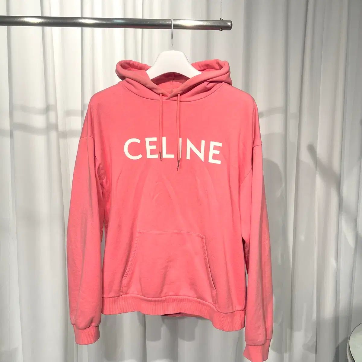 XL Celine セリーヌ ロゴ フーディー Tシャツ ピンク