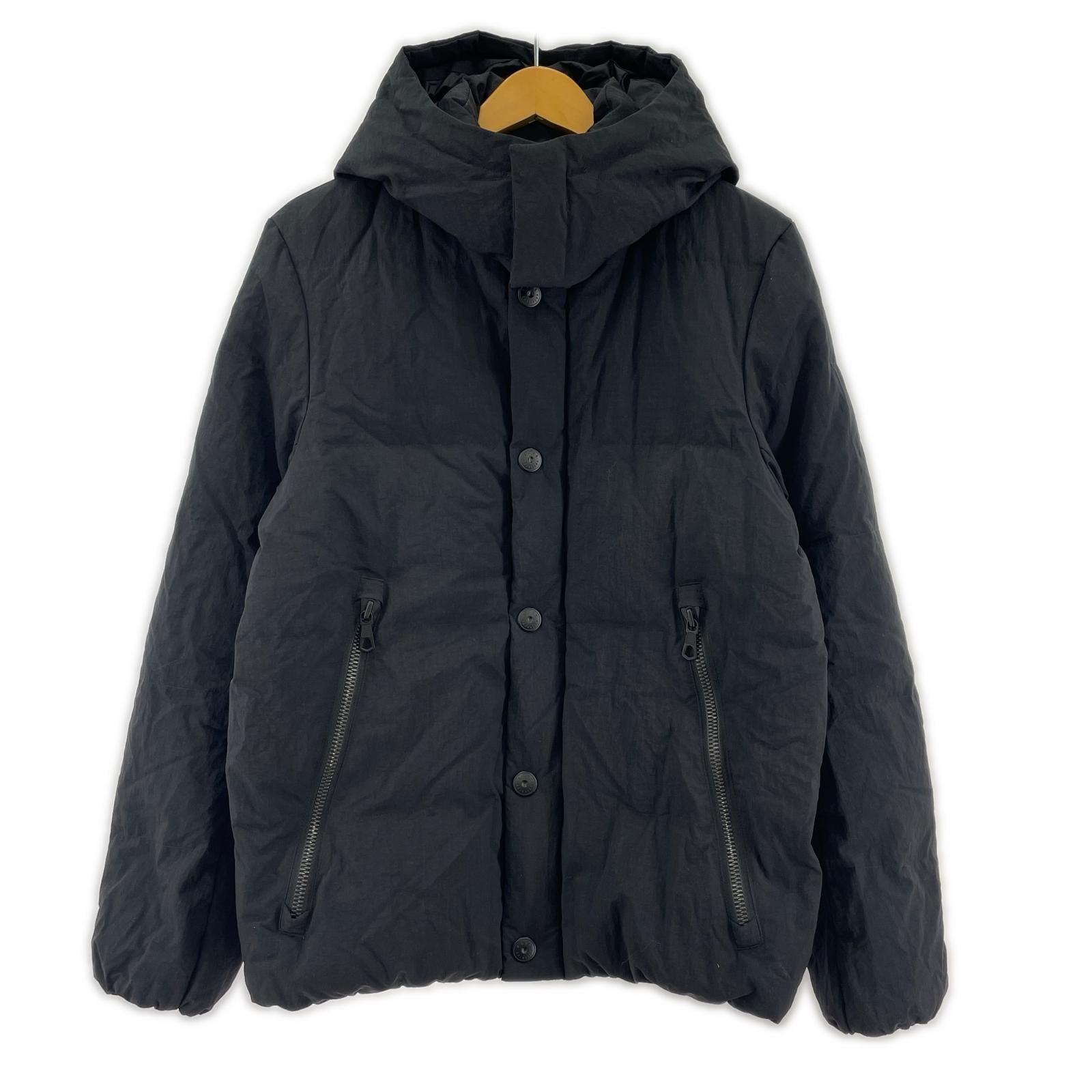 新品　ナノユニバースフード付きブラックダウンジャケット nano universe ナノユニバース フード付き ダウンジャケット sizeM