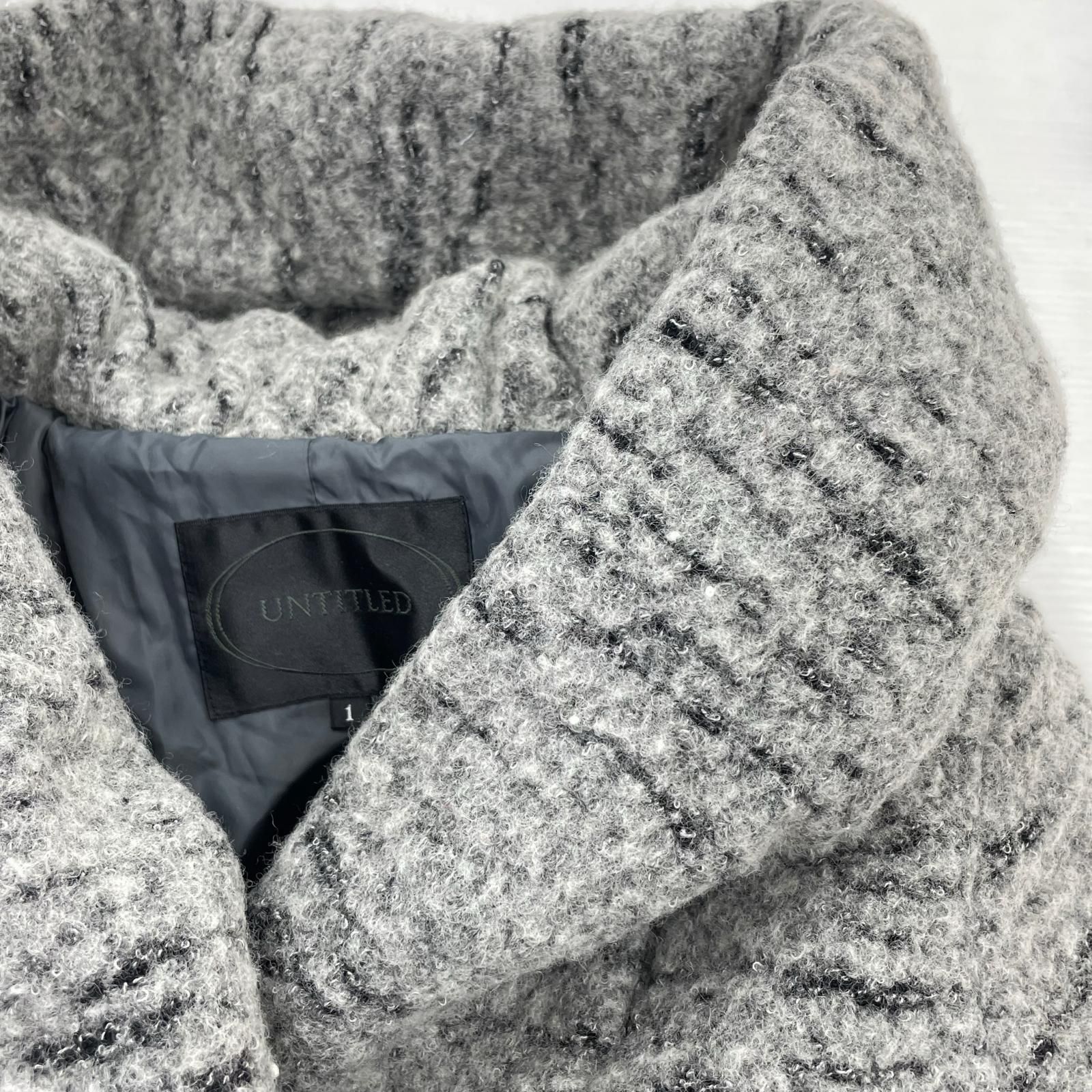 UNTITLED アンタイトル ウール混 ダウンコート size1/グレー×ブラック 