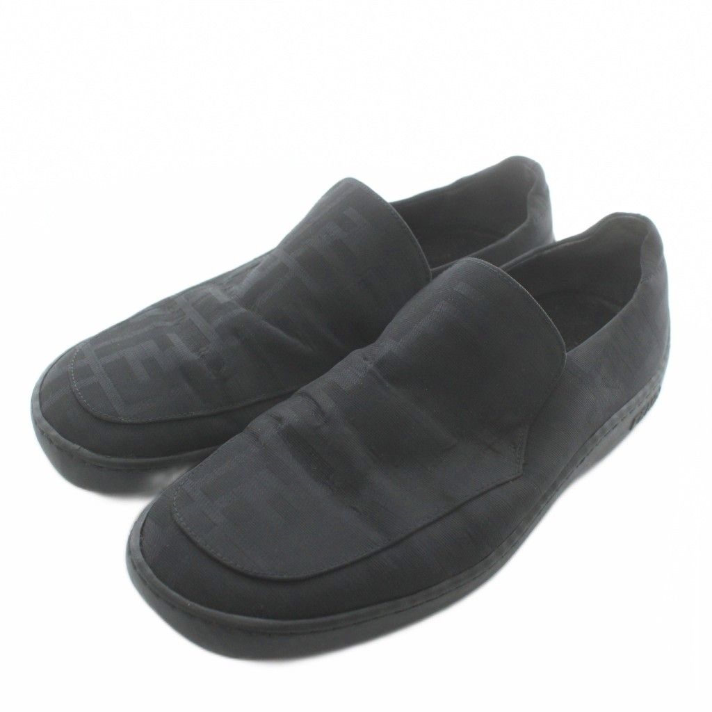 フェンディ FENDI スリッポン スニーカー ローカット ロゴ 総柄 黒