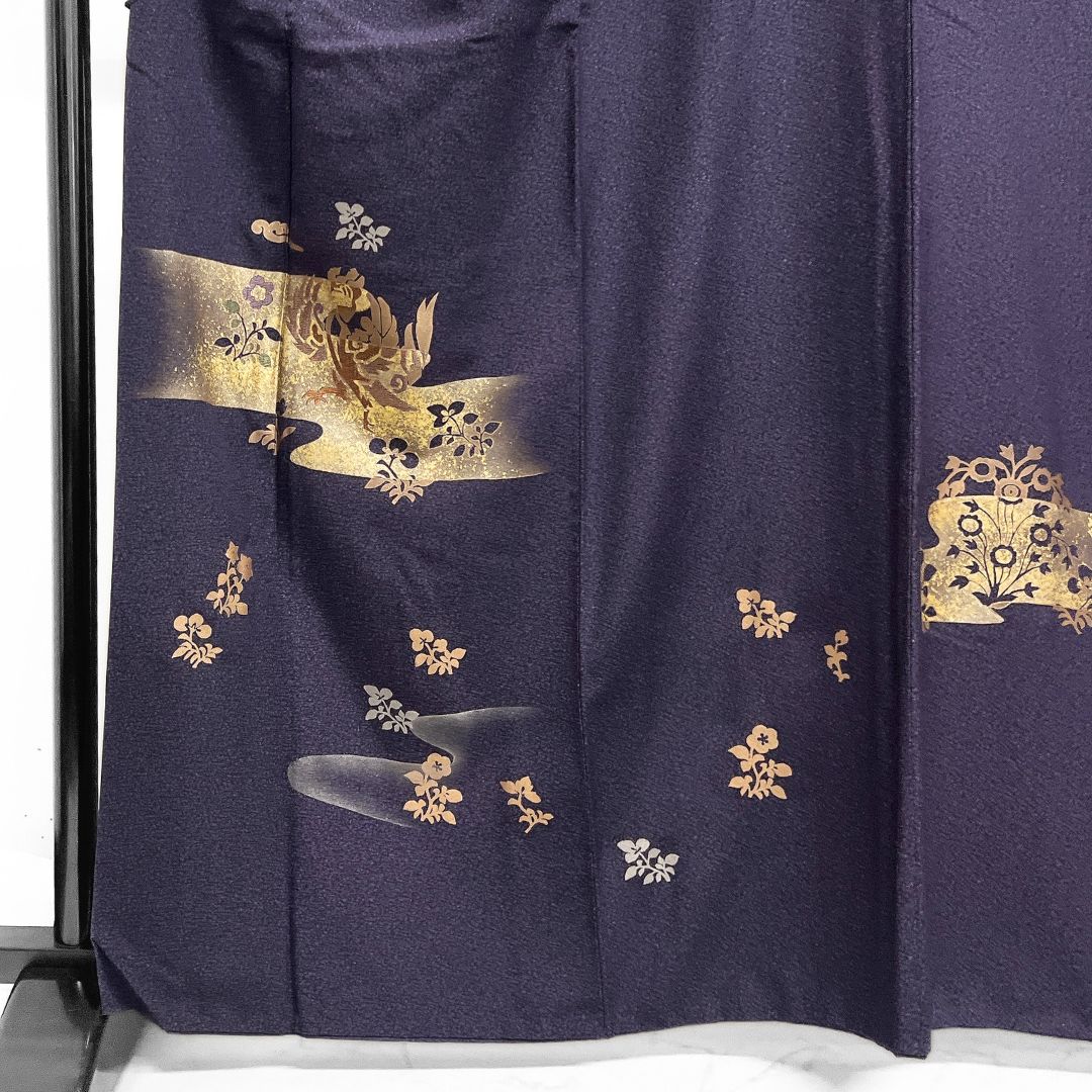 付け下げ 刺繍 金彩 ヱ霞 鳳凰 花影 紋無し 着物 012b d ms - メルカリ