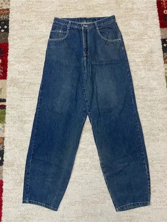 34 00 s Tommy Hilfiger トミーヒルフィガー バックポケット ビックロゴ ルーズ バギー ジーンズ デニム パンツ