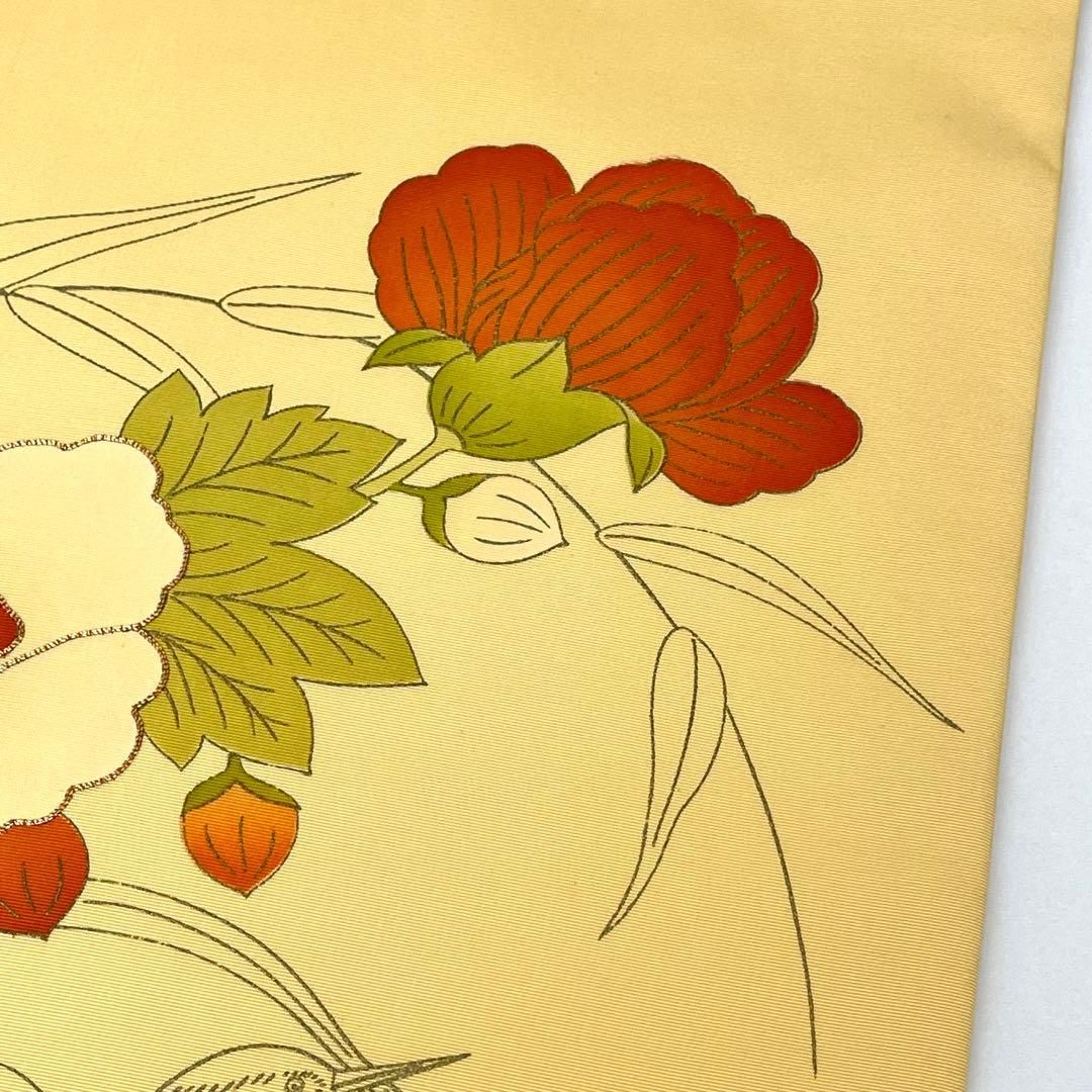 着物と帯 時流】N25206s◇正絹 九寸名古屋帯◇金駒刺繍 塩瀬 鳥 美品