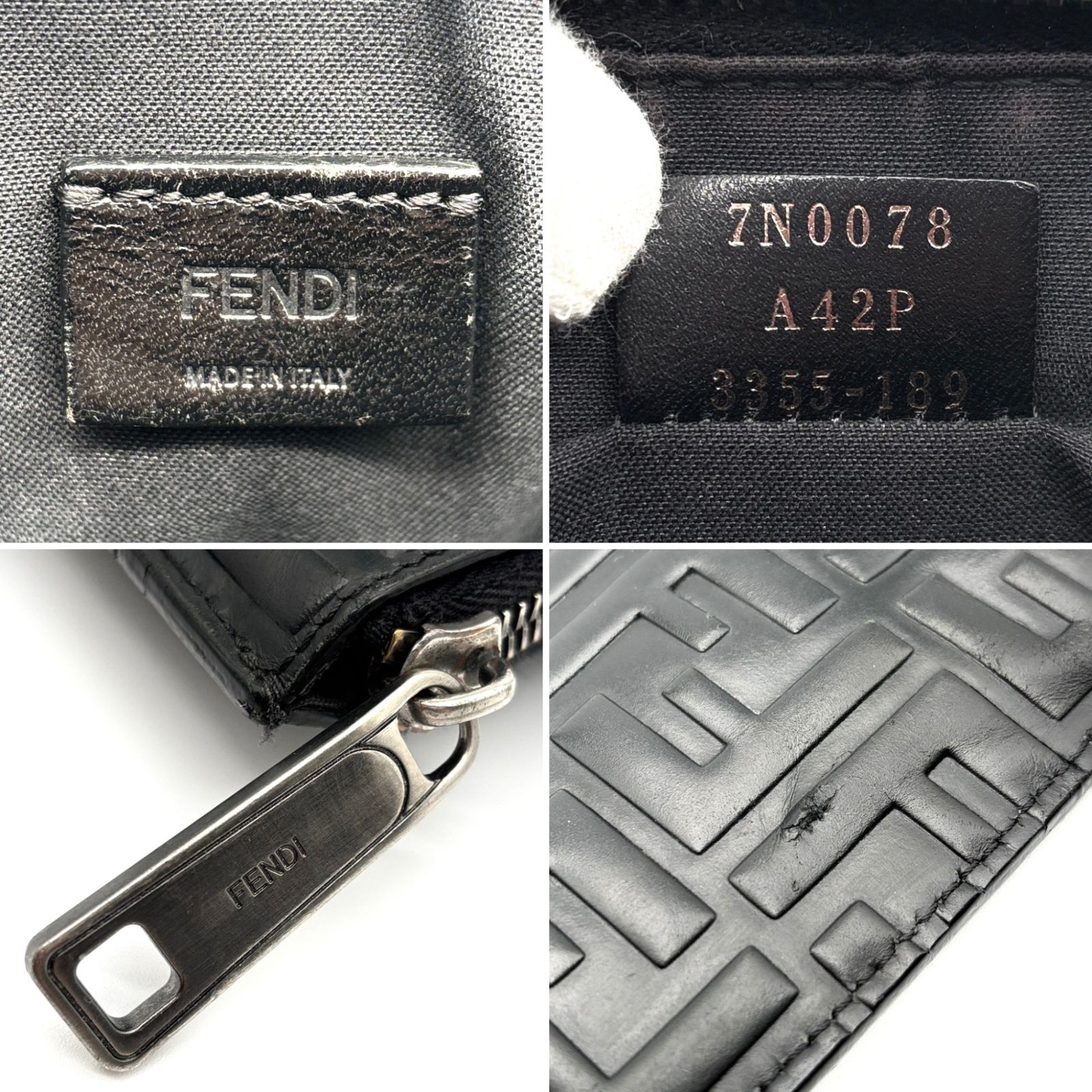 美品 FENDI フェンディ クラッチバッグ セカンドバッグ エンボス