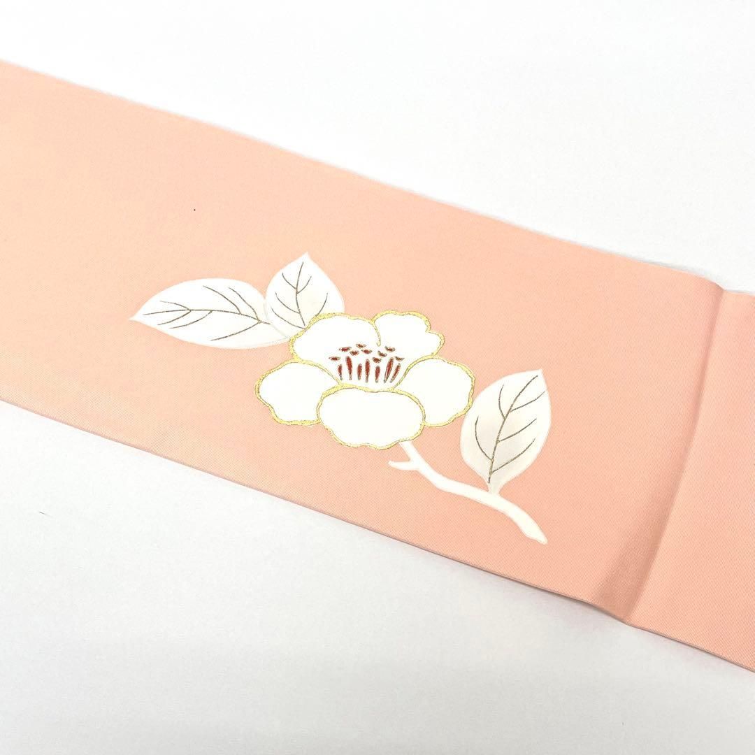 着物と帯 時流】N25205s◇正絹 九寸名古屋帯◇塩瀬 椿 金彩 美品