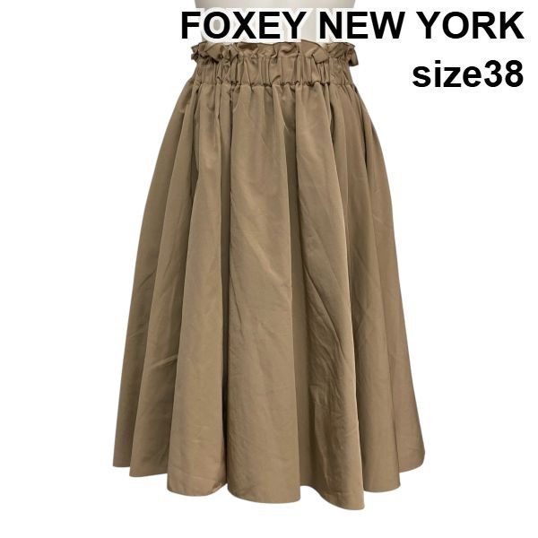 フォクシーニューヨーク FOXEY YORK フ スカート ミディ丈 ギャザー ルーナートワイライト 綿混 38 M 9号 レディース S 6 A 076