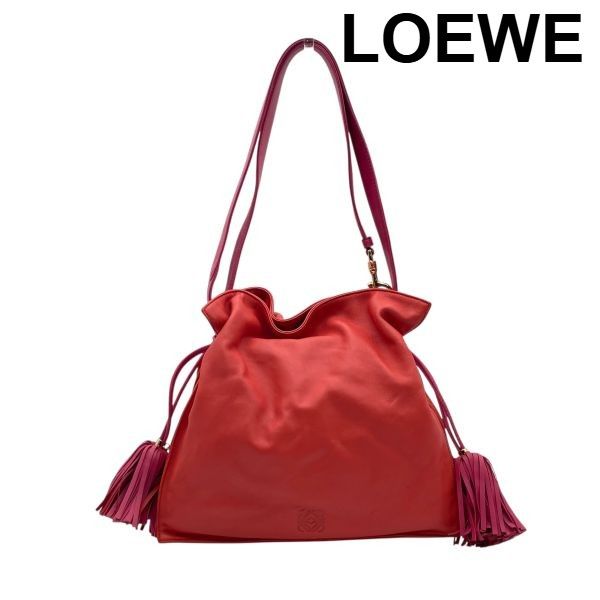 LOEWE　フラメンコ 赤 レザー ショルダーバッグ ロエベ LOEWE フラメンコ 2way アナグラム ショルダーバッグ レッド