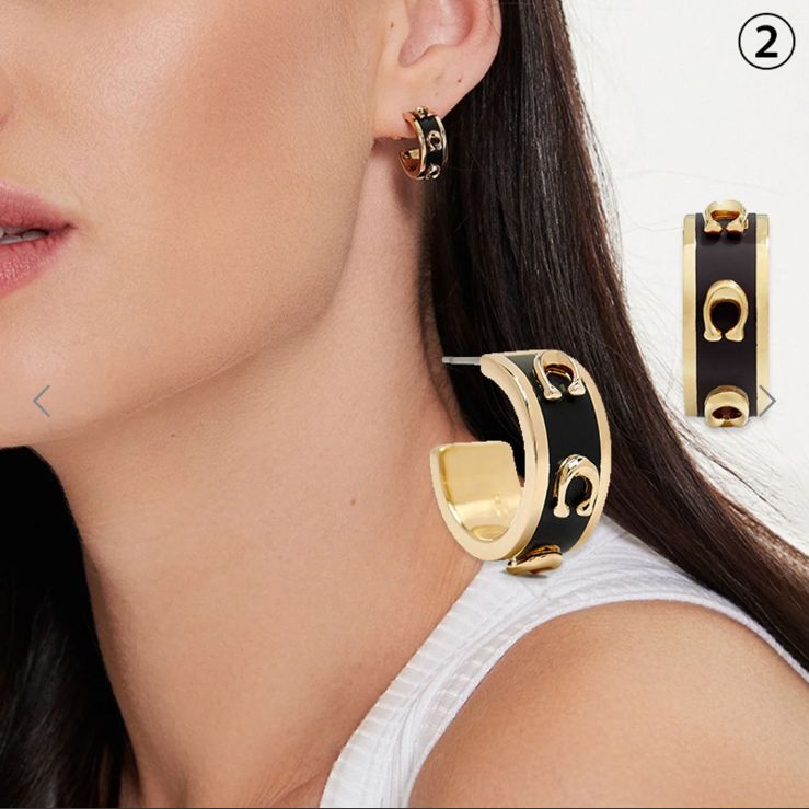 訳あり コーチ Coach ピアス フープピアス エナメルフープ ブラック レディース アクセサリー アクセ