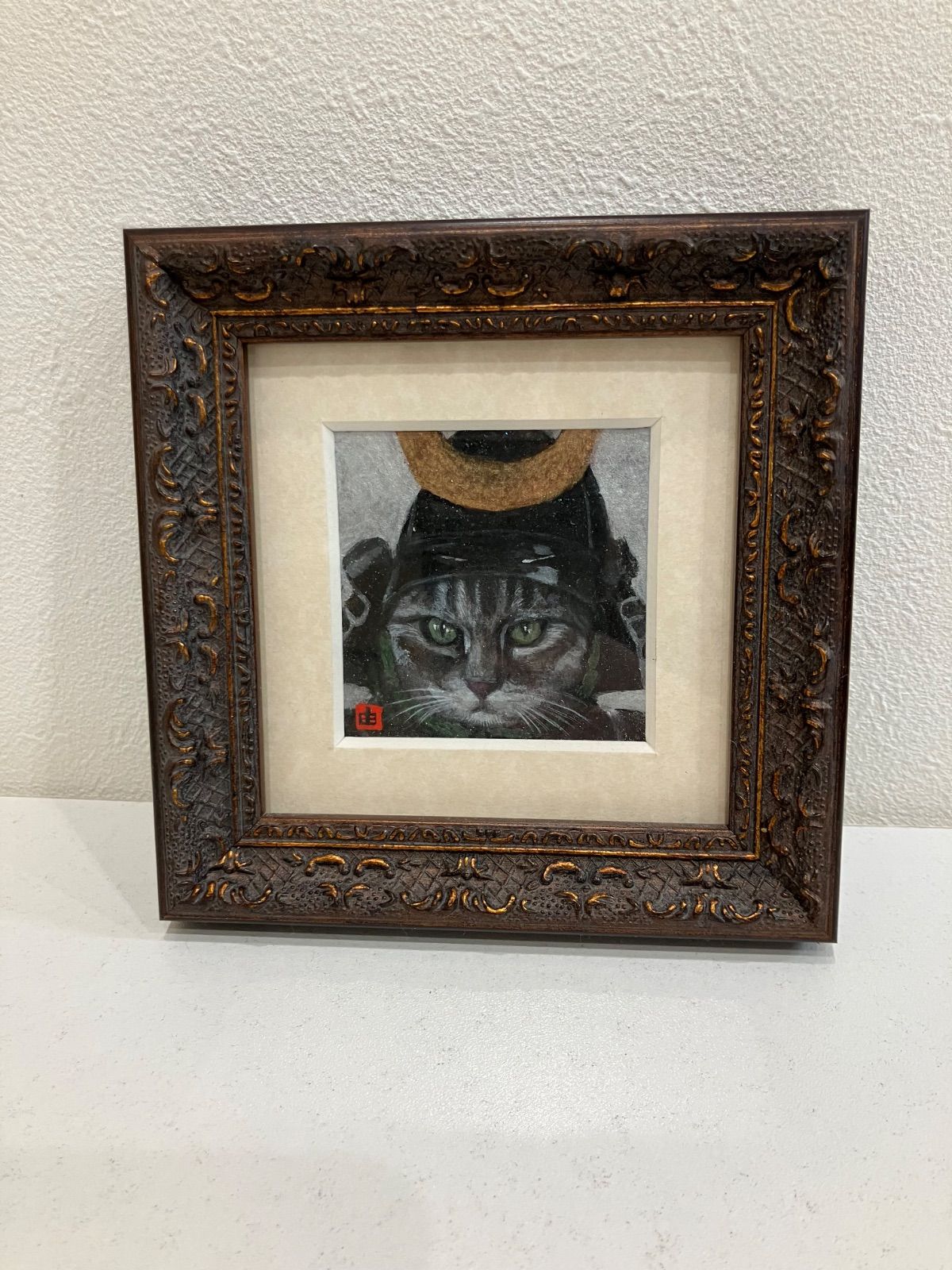 画家|若菜 由三香 パステル アクリル画 五月猫形 縞々左近 2025 一点もの 絵画 芸術