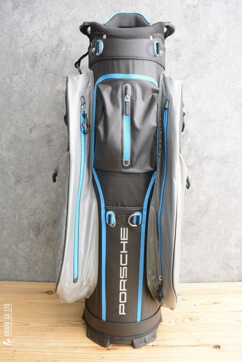  未使用品 14分割 ポルシェ Porsche メンズ キャディバッグ ブラック グレー ブルー 軽量モデル 約2 8kg キャディーバッグ コース用品 ゴルフバッグ キャディバッグ ゴルフ