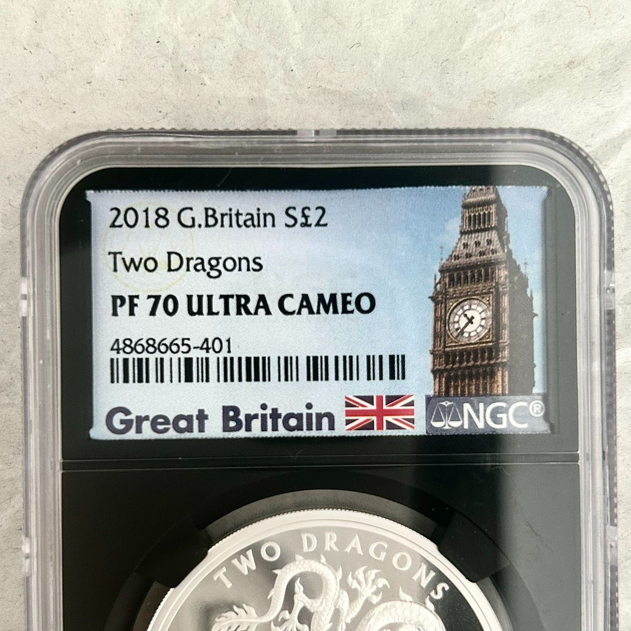 NGC社最高鑑定★2018年イギリス ツードラゴン2ポンド記念銀貨★PF70UC NGC最高鑑定☆2018年イギリス Two dragons 2ポンドプルーフ銀貨