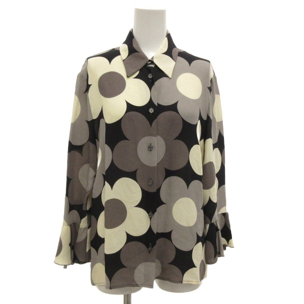 セリーヌ CELINE シルクシャツ ブラウス 長袖 袖フレア 花柄 フラワー
