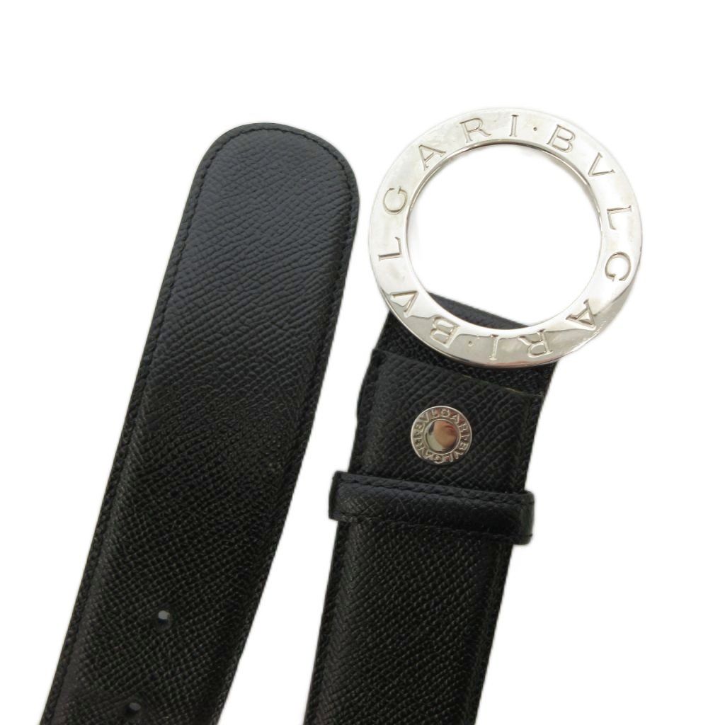 【美品】BVLGARI ロゴマニア サークルロゴ ベルト レザー ブラック ブルガリ BVLGARI ベルト レザー ロゴマニア サークルロゴ 42/105 黒