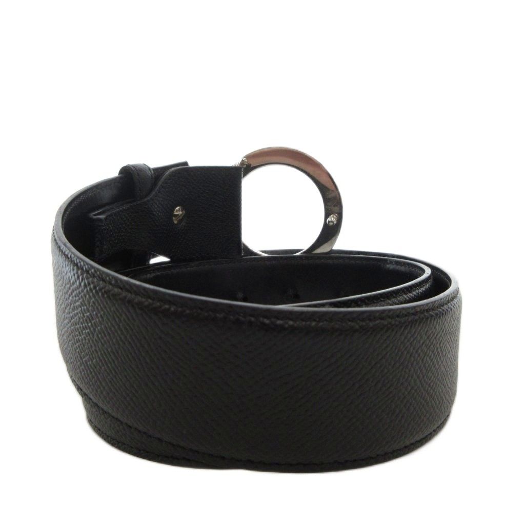 ブルガリ BVLGARI ベルト レザー ロゴマニア サークルロゴ 42/105 黒