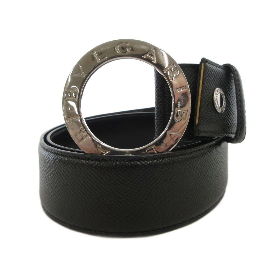 ブルガリ BVLGARI ベルト レザー ロゴマニア サークルロゴ 42/105 黒