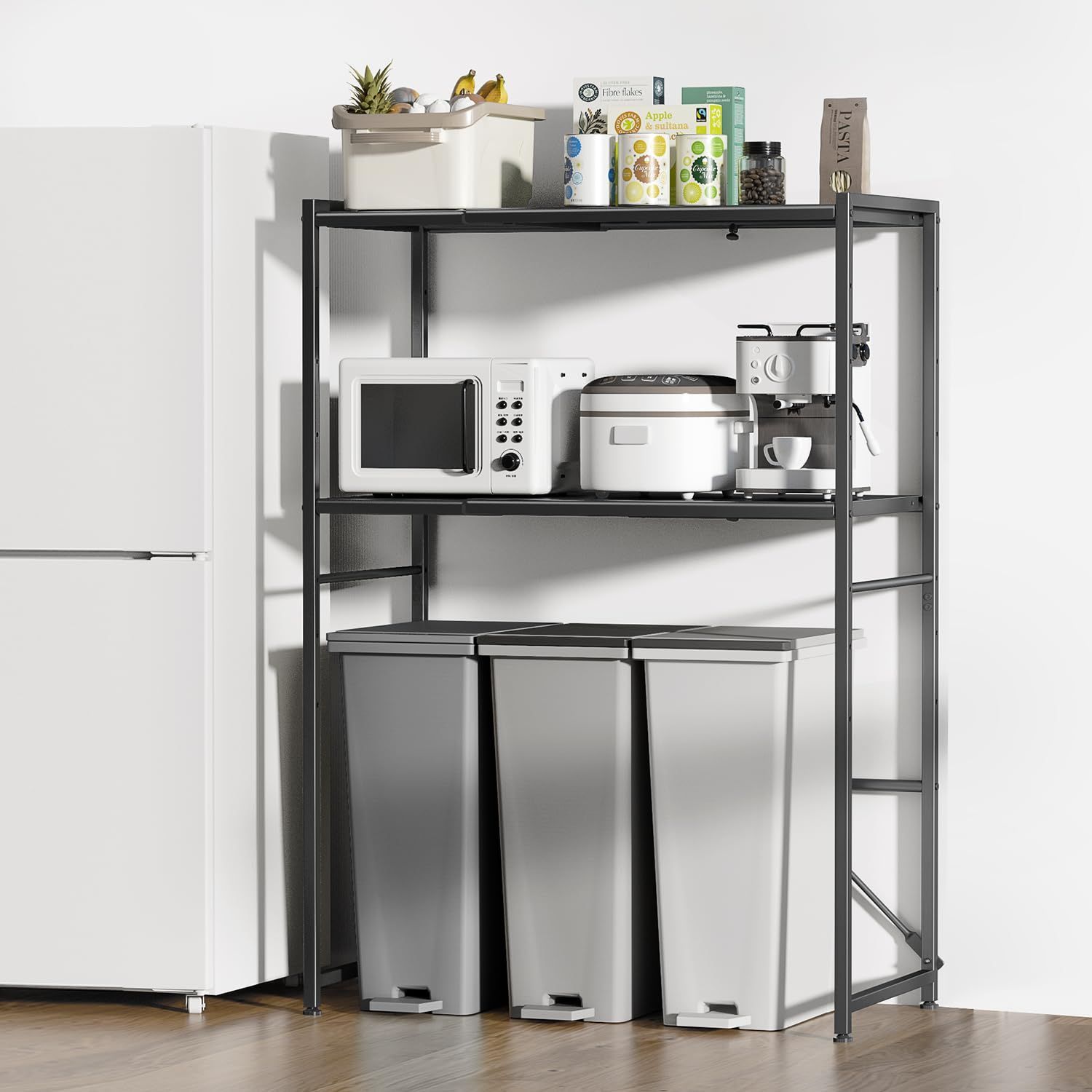 在庫セール】【幅伸縮可・上下調整可】ゴミ箱上ラック TKUIN 電子