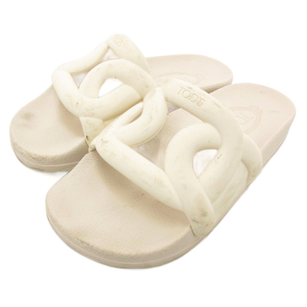 トッズ TOD S ラバーサンダル ロゴ コンフォート 35 白 ホワイト |JS GY 19