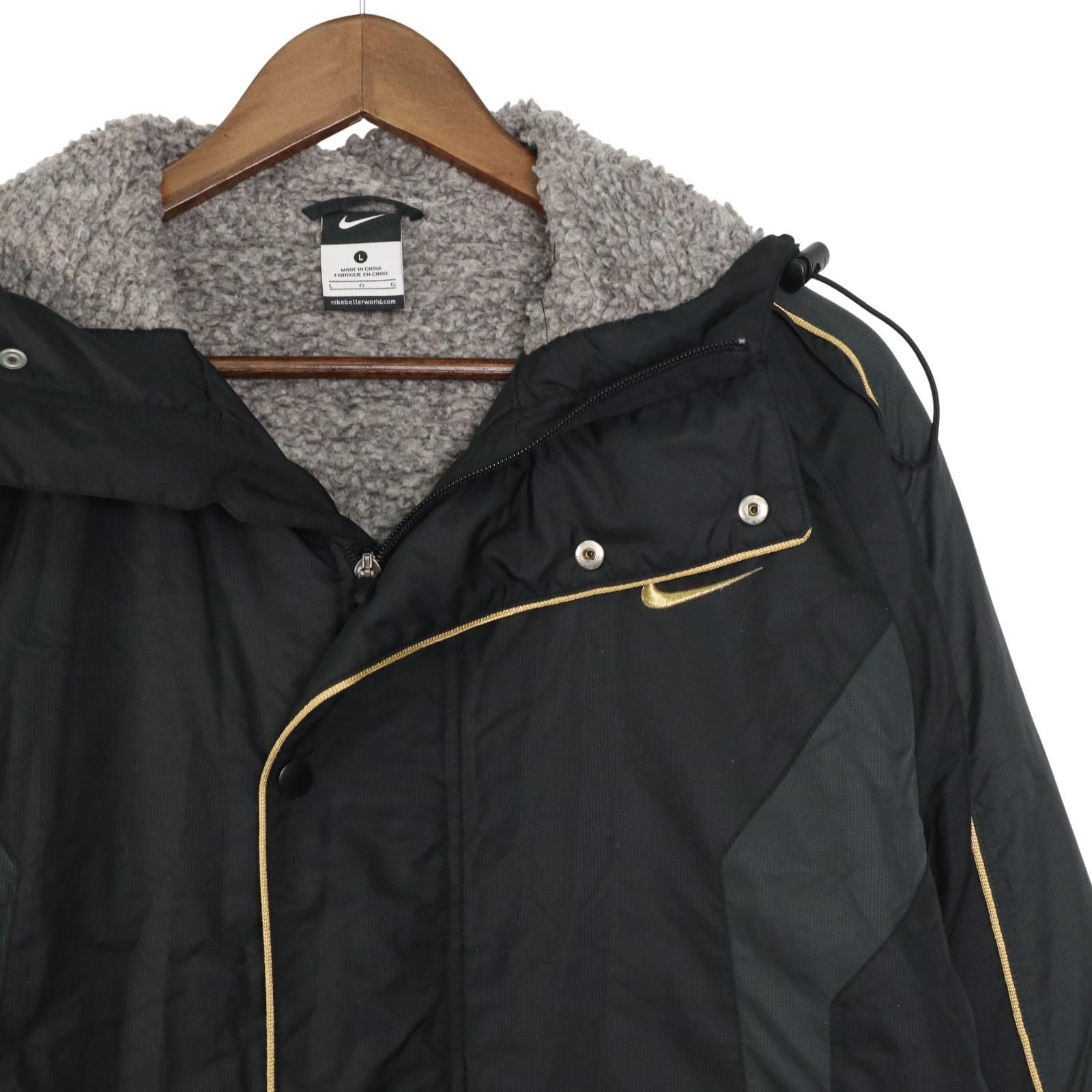 NIKE ナイキ フード付き ダウンコート M ブラック ゴールドライン NIKE