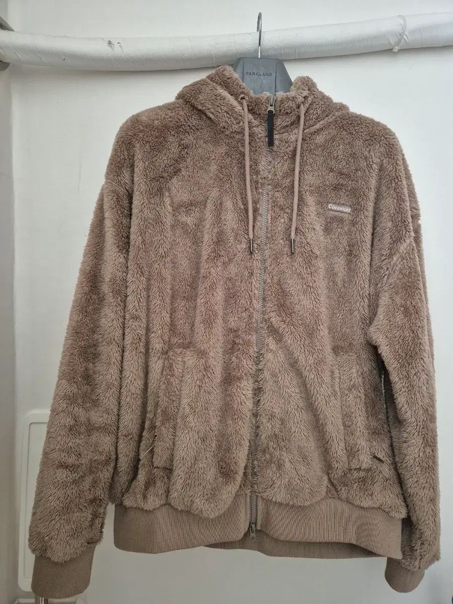 COVERNAT ボア フリース ジップアップ フーディー ブラウン ほぼ