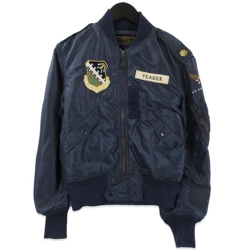 The REAL McCOY S リアルマッコイズ L-2 A ワッペンカスタム YEAGER フライトジャケット ミリタリー ネイビー 34
