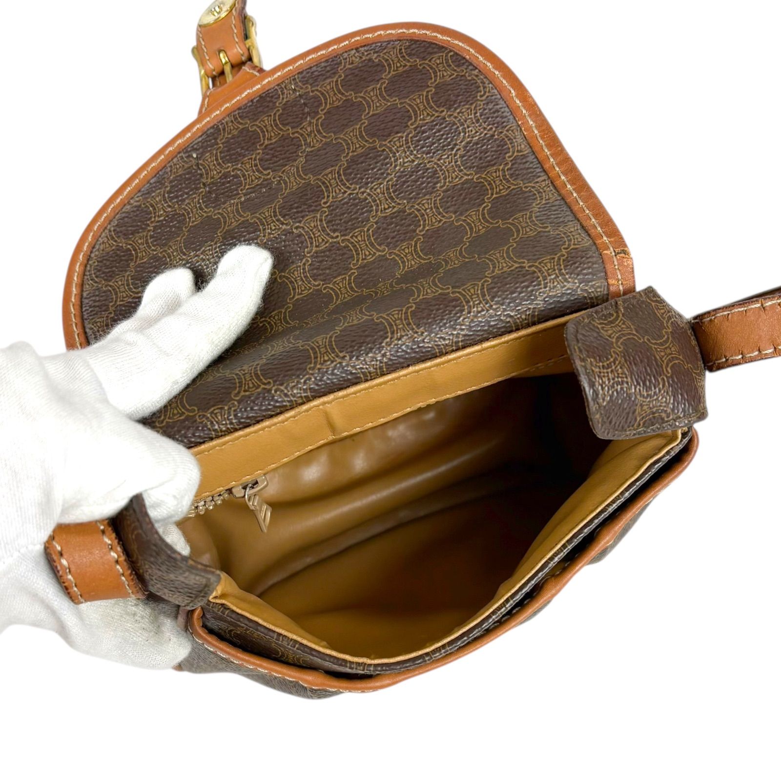 【美品正規品】CELINE セリーヌ ミニショルダーバッグ ポシェット マカダム セリーヌCELINE ミニショルダーバッグマカダム柄2WAY