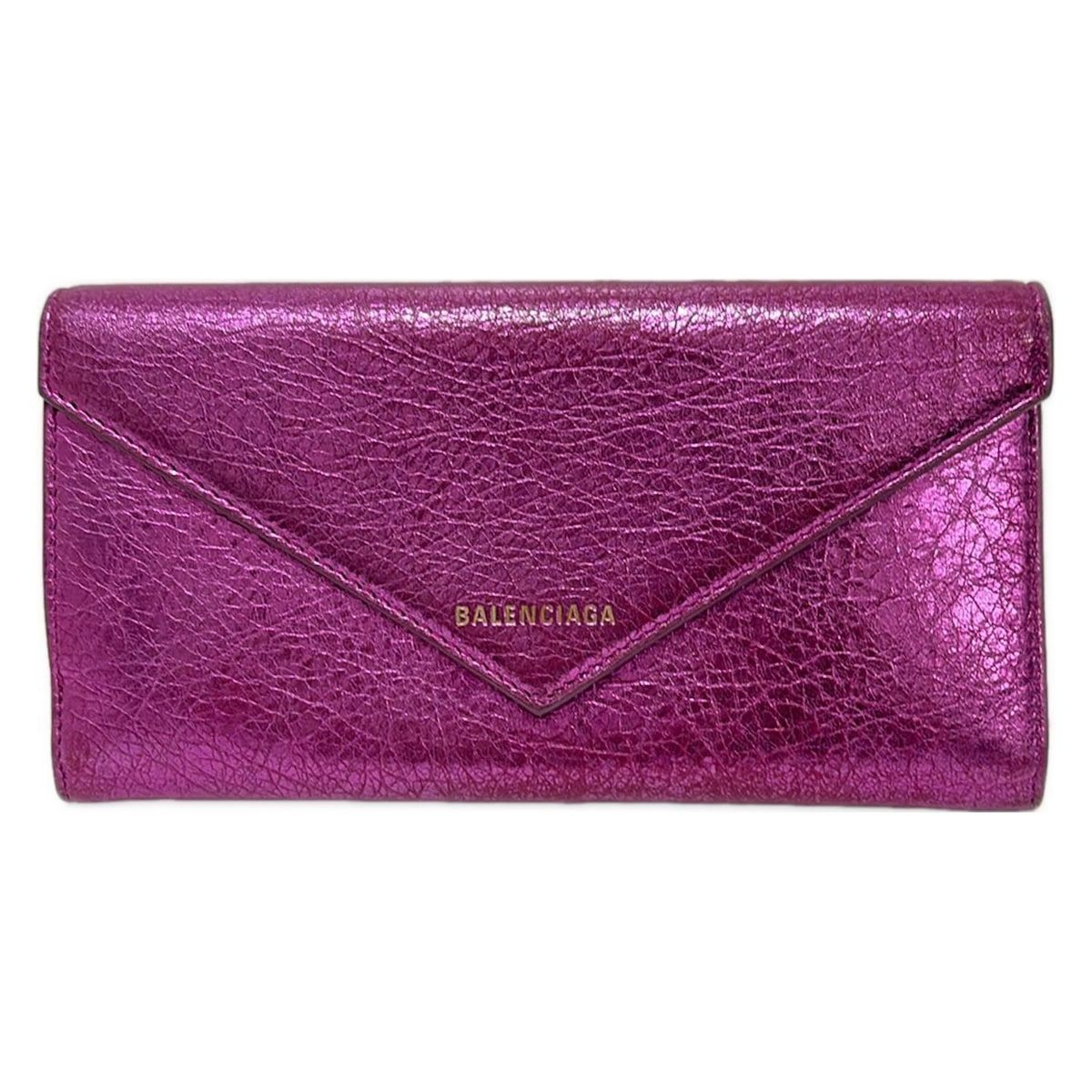 バレンシアガ 長財布 ペーパー 499207 ピンク ラミネート加工 レザー