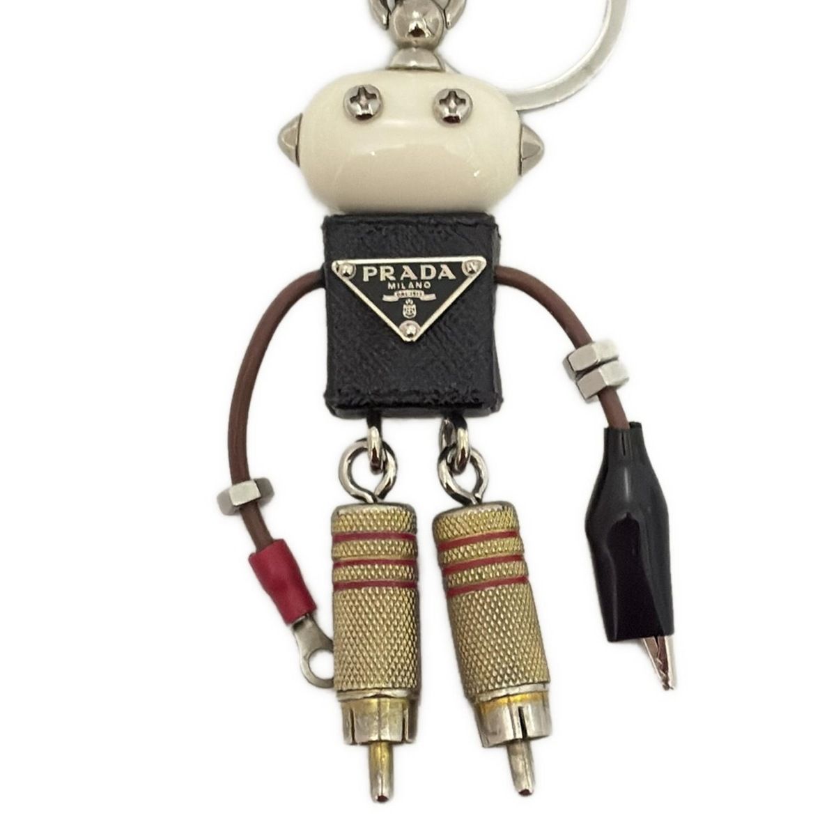  PRADA プラダ キーホルダー チャーム - アイボリー×黒×マルチ ロボット キーホルダー キーリング 小物
