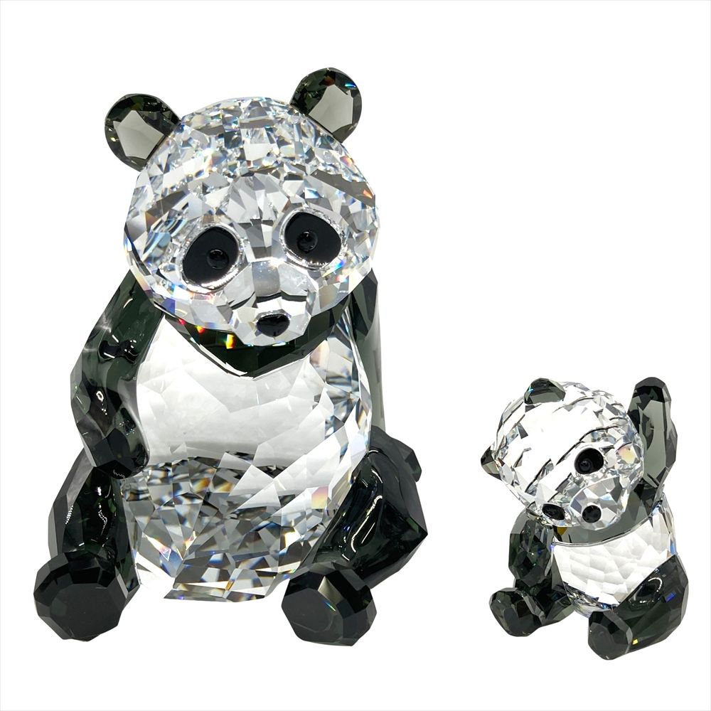 スワロフスキー SWAROVSKI パンダの親子 オブジェ 置物 5063690 クリア