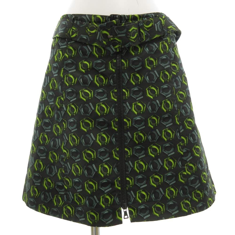 【美品】PRADA プラダ　スカート　カーキ　グリーン　プリーツスカート　38 美品】PRADA プラダ スカート カーキ グリーン プリーツスカート 38