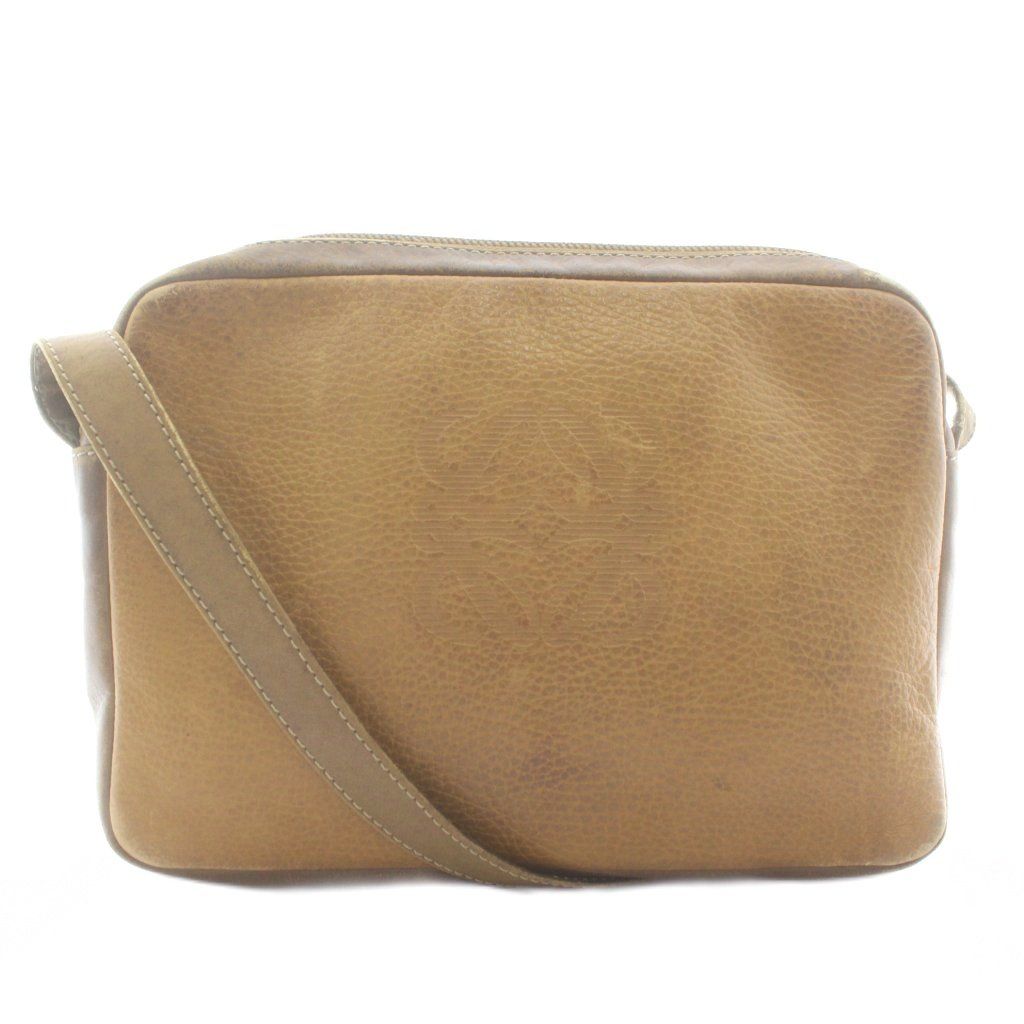 ロエベ LOEWE ショルダーバッグ レザー ロゴ 茶色 ブラウン /XZ □OH