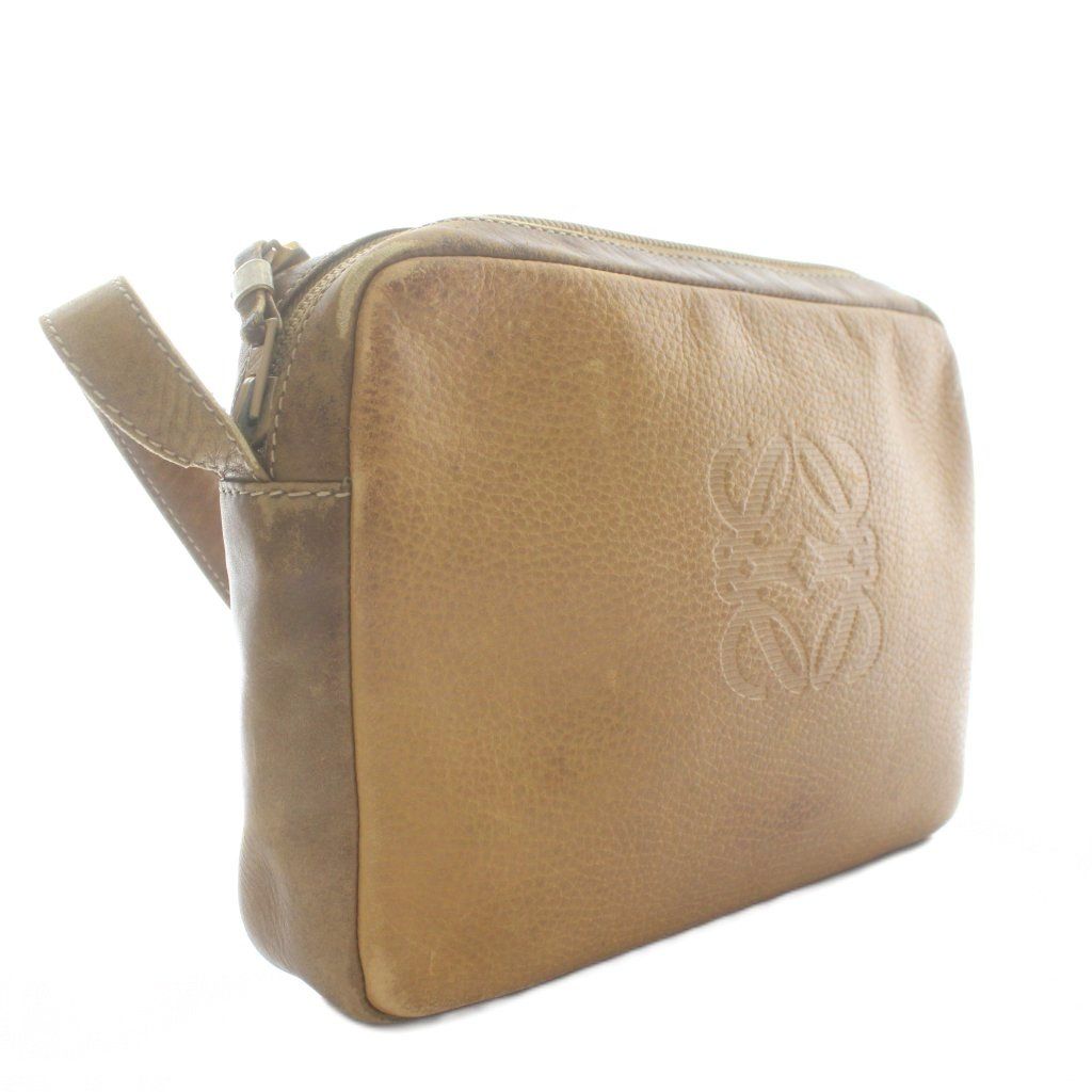 ロエベ LOEWE ショルダーバッグ レザー ロゴ 茶色 ブラウン /XZ □OH