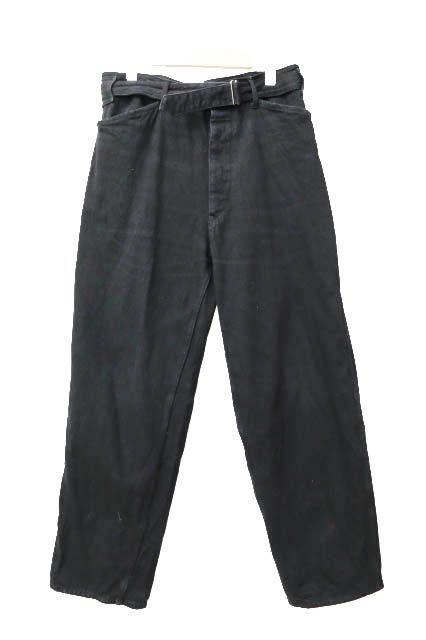 コモリ COMOLI 25 SS デニム ベルテッド パンツ ジーンズ B 01-03001 1 黒ブラック ブランド古着ベクトル 250107