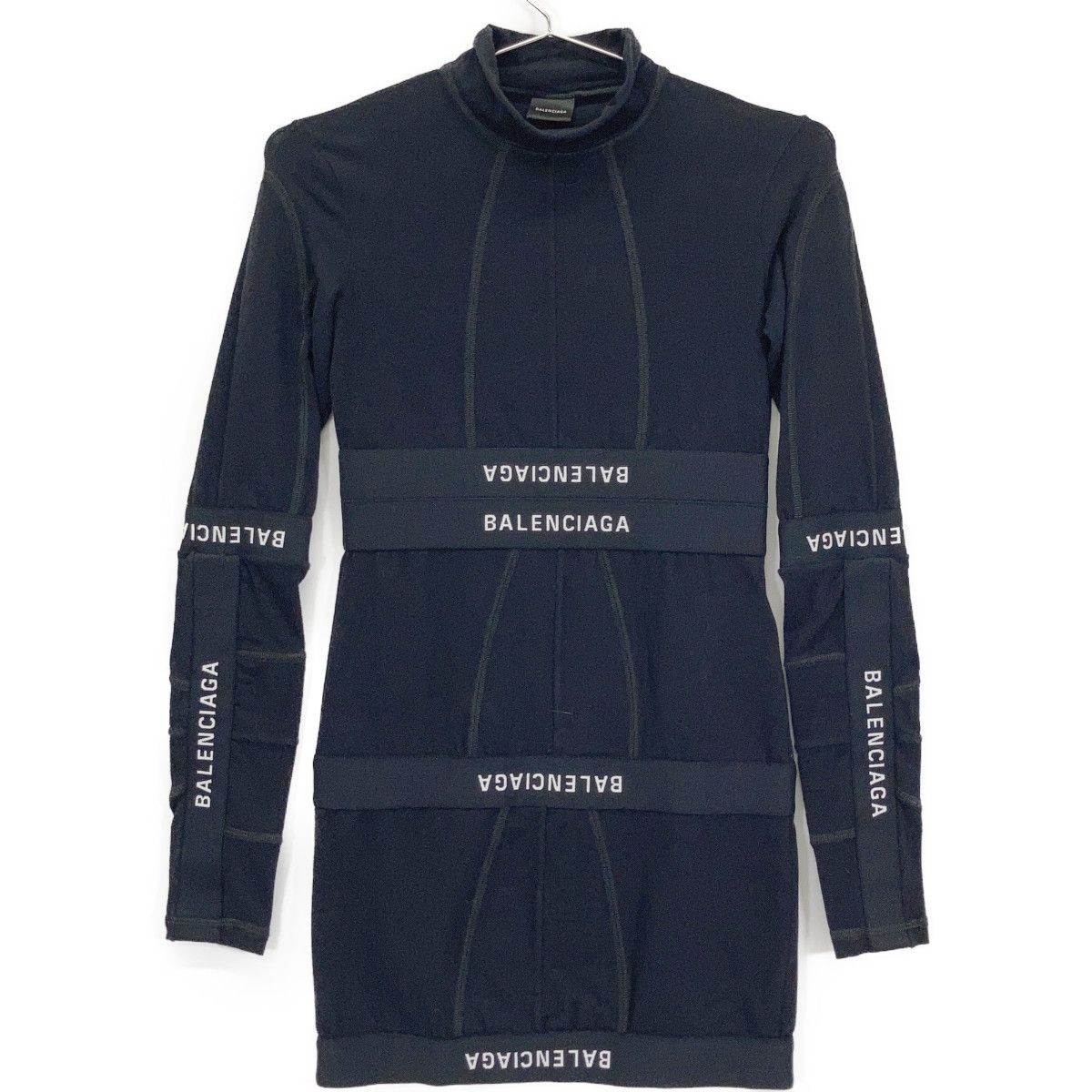 バレンシアガ 767077 Patched Brief Dress ﾌﾞﾗｯｸ XS