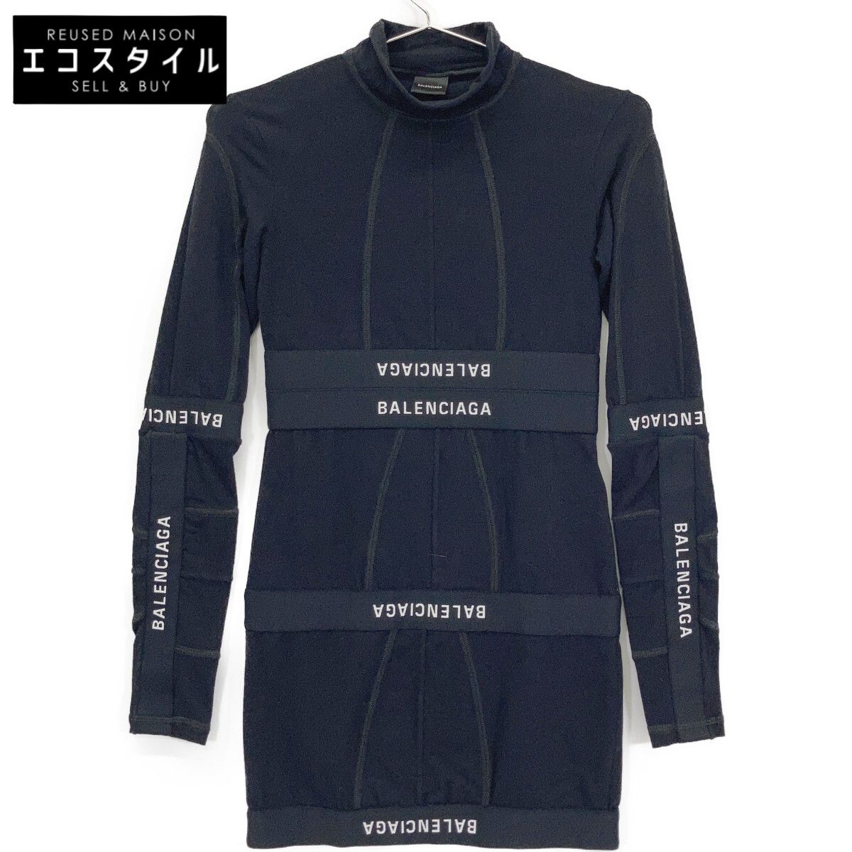 バレンシアガ 767077 Patched Brief Dress ﾌﾞﾗｯｸ XS