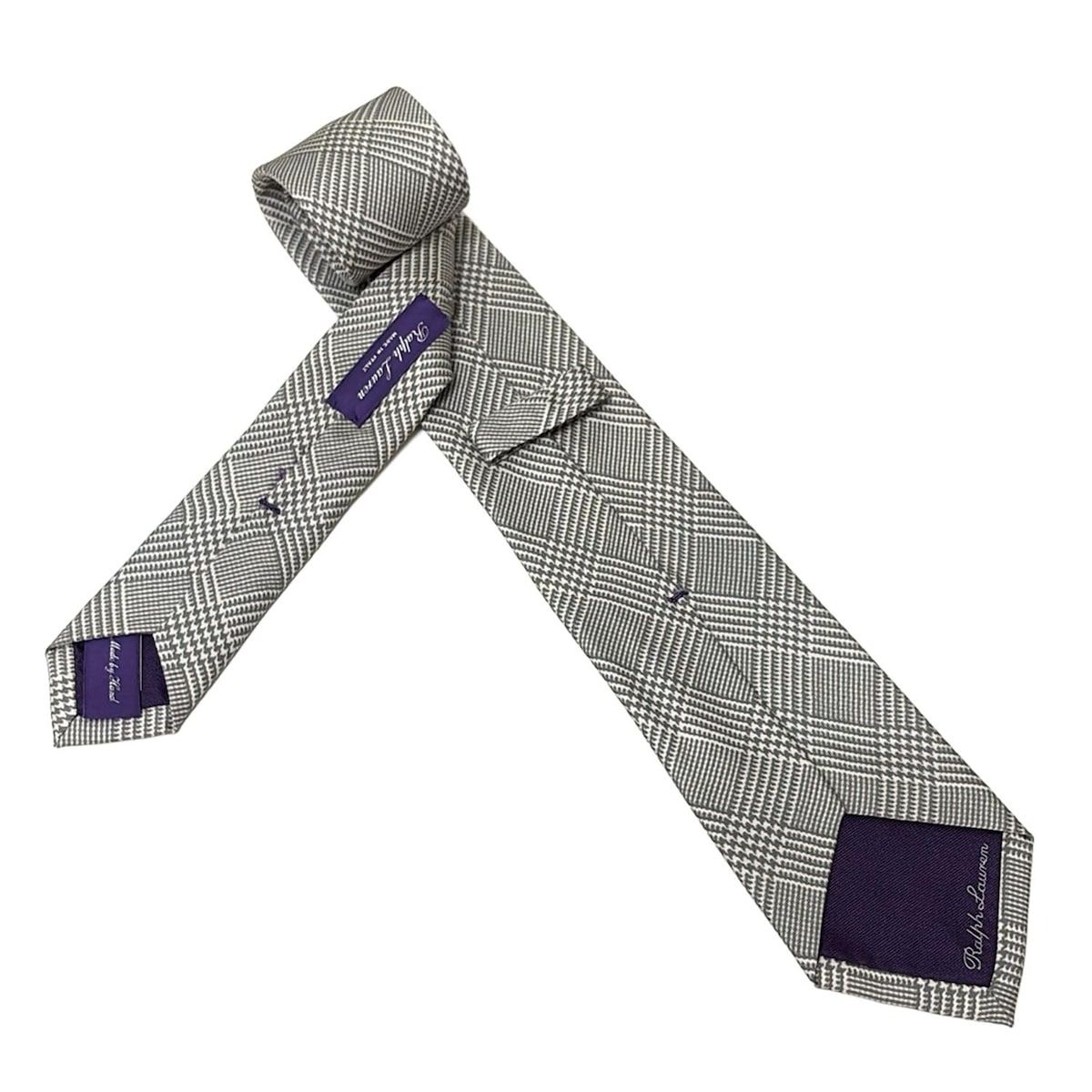 ラルフローレンコレクション パープルレーベル ネクタイ メンズ - ダークグレー×アイボリー 千鳥格子柄