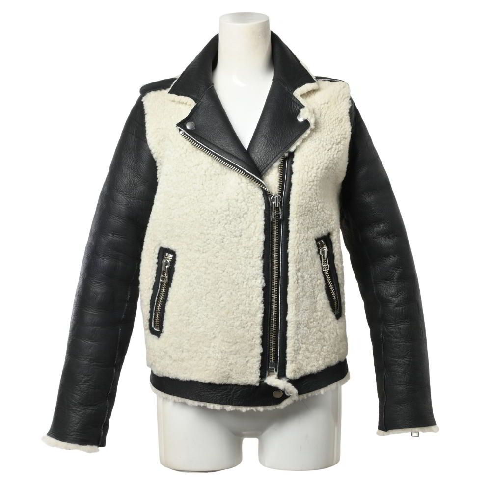 LANVIN en Bleu ムートン ライダース ジャケット