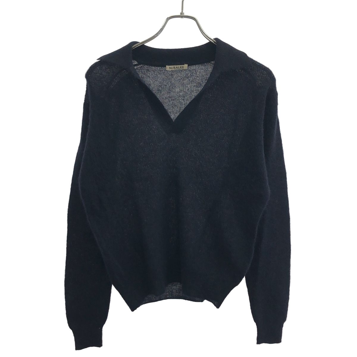 AURALEE オーラリー 25AW BABY ALPACA POLO ベビーアルパカニットポロプルオーバー A25AP05AK ネイビー 1 AURALEE オーラリー 25AW BABY ALPACA POLO ベビーアルパカニットポロ