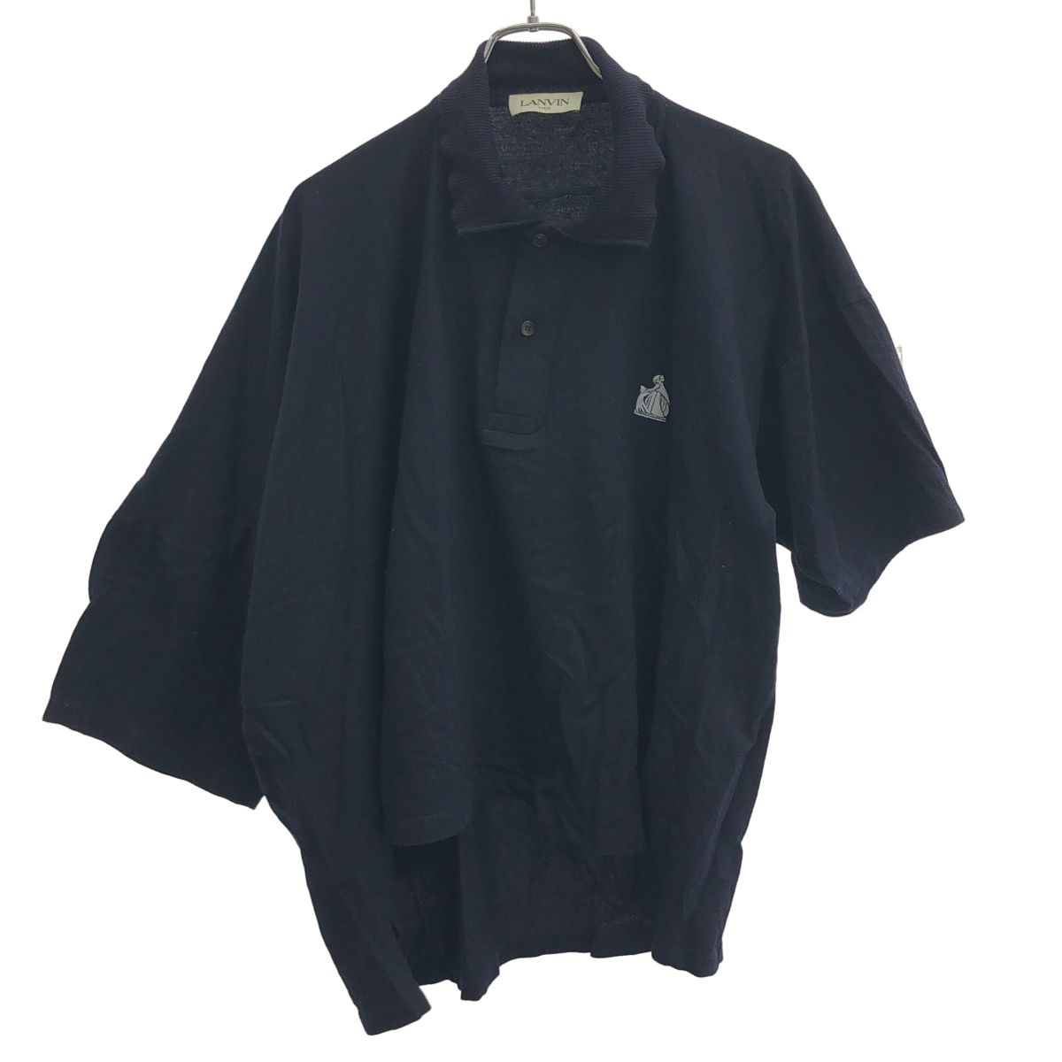 LANVIN ランバン 20 SS アシンメトリーオーバーサイズポロシャツ RM-JE 0009-JG 01-E ネイビー S