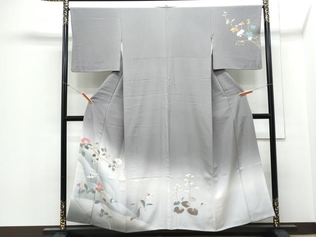 平和屋着物▽二代目清次郎 手描き 訪問着 枝花文 暈し染め 正絹 逸品