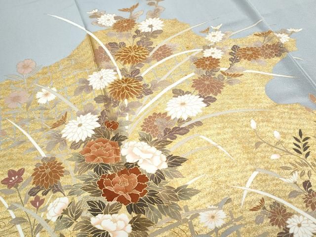 平和屋着物▽豪華色留袖 駒刺繍 草花文 金彩 ますいわ屋扱い 正絹 逸品