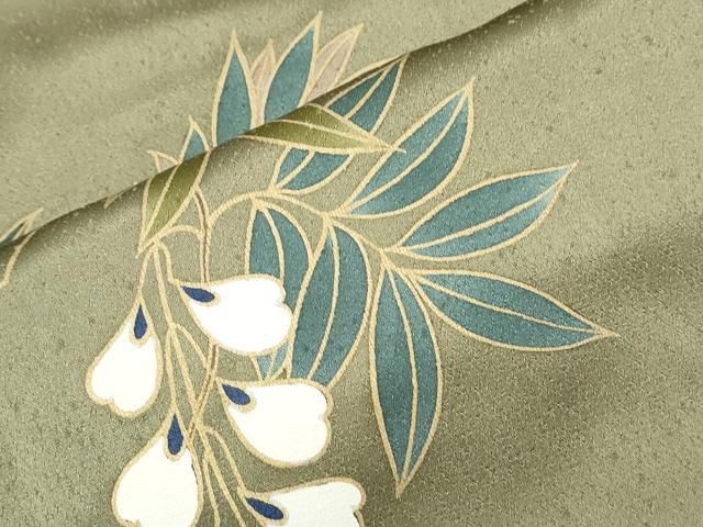 平和屋着物▽二代目清次郎 手描き 訪問着 藤花房 金彩 正絹 逸品