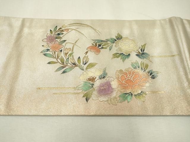 平和屋着物▽九寸名古屋帯 螺鈿 花丸文 金銀彩 正絹 逸品 DAAZ6953fe