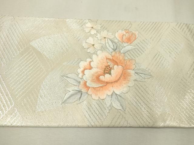 平和屋着物▽九寸名古屋帯 総刺繍 草花文 金銀糸 正絹 逸品 DAAZ6954fe