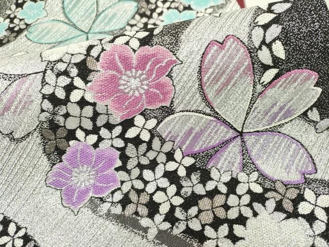 平和屋着物▽六通柄袋帯 流水花文 銀糸 正絹 逸品 DAAZ6967fe - メルカリ