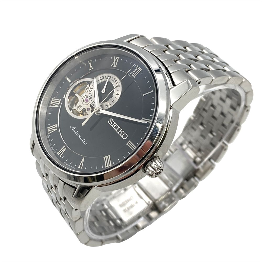 セイコー SEIKO 4 R 39-00 M 0 プレサージュ 腕時計 ブラック文字盤 SS 稼働品 メンズ