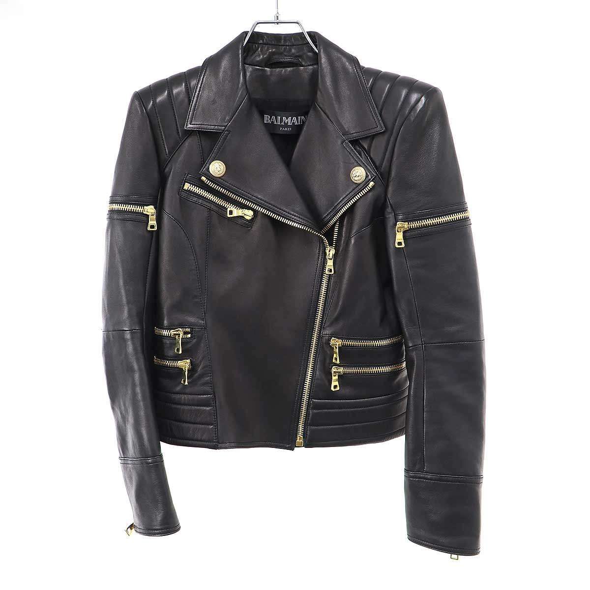 BALMAIN Paris バルマンパリ ラムレザーダブルライダースジャケット