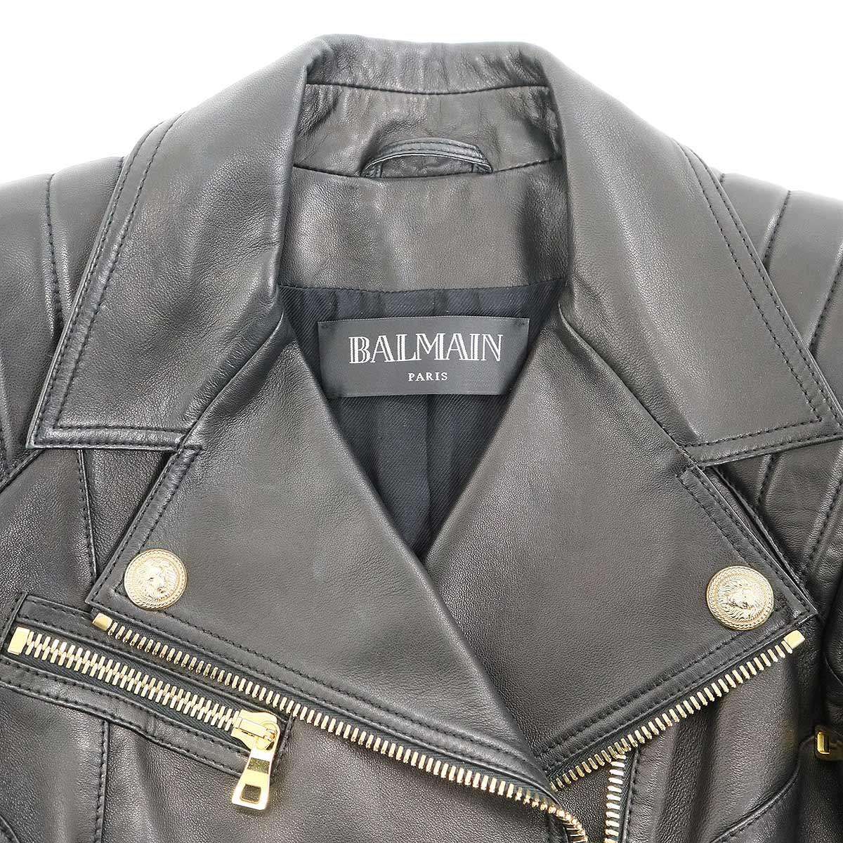 【美品】BALMAIN PARIS ラムレザー ジャケット XL ブラック 中古・古着通販】BALMAIN (バルマン) ラムレザージャケット ブラック